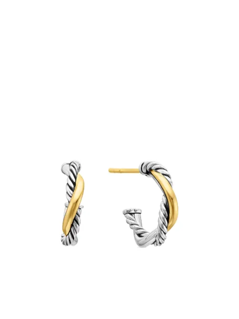 David Yurman 14kt yellow gold and sterling silver Petite Infinity huggie hoops earrings (3mm)