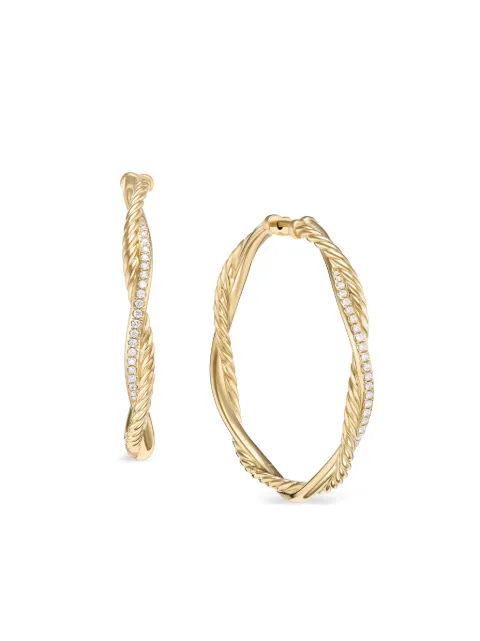 David Yurman 18kt yellow gold Infinity diamond hoop earrings (42mm)