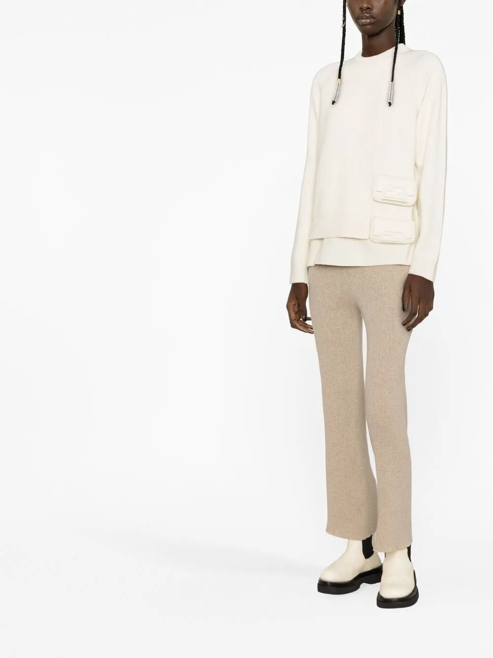  Fendi Layered Utility Pocket Jumper - Neutrals 