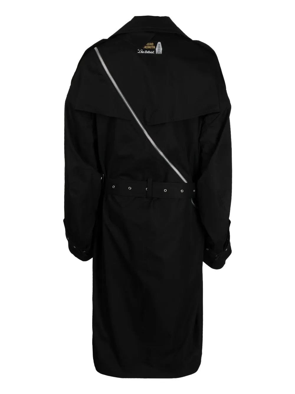 Shop Takahiromiyashita The Soloist Decorative-zip Belted Trench Coat In Schwarz