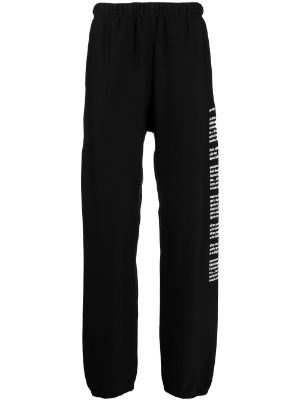 Men Straight Track Pants with Brand Print