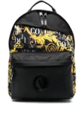 Versace Jeans Couture baroque pattern-print zip-up backpack - Black