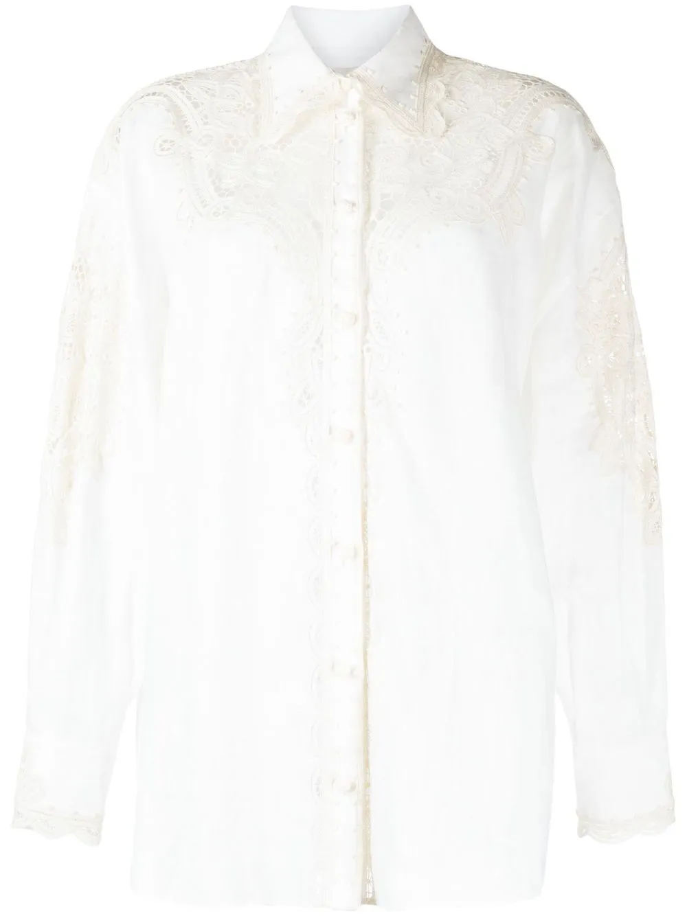 

ZIMMERMANN lace-panel long-sleeved shirt - Neutrals