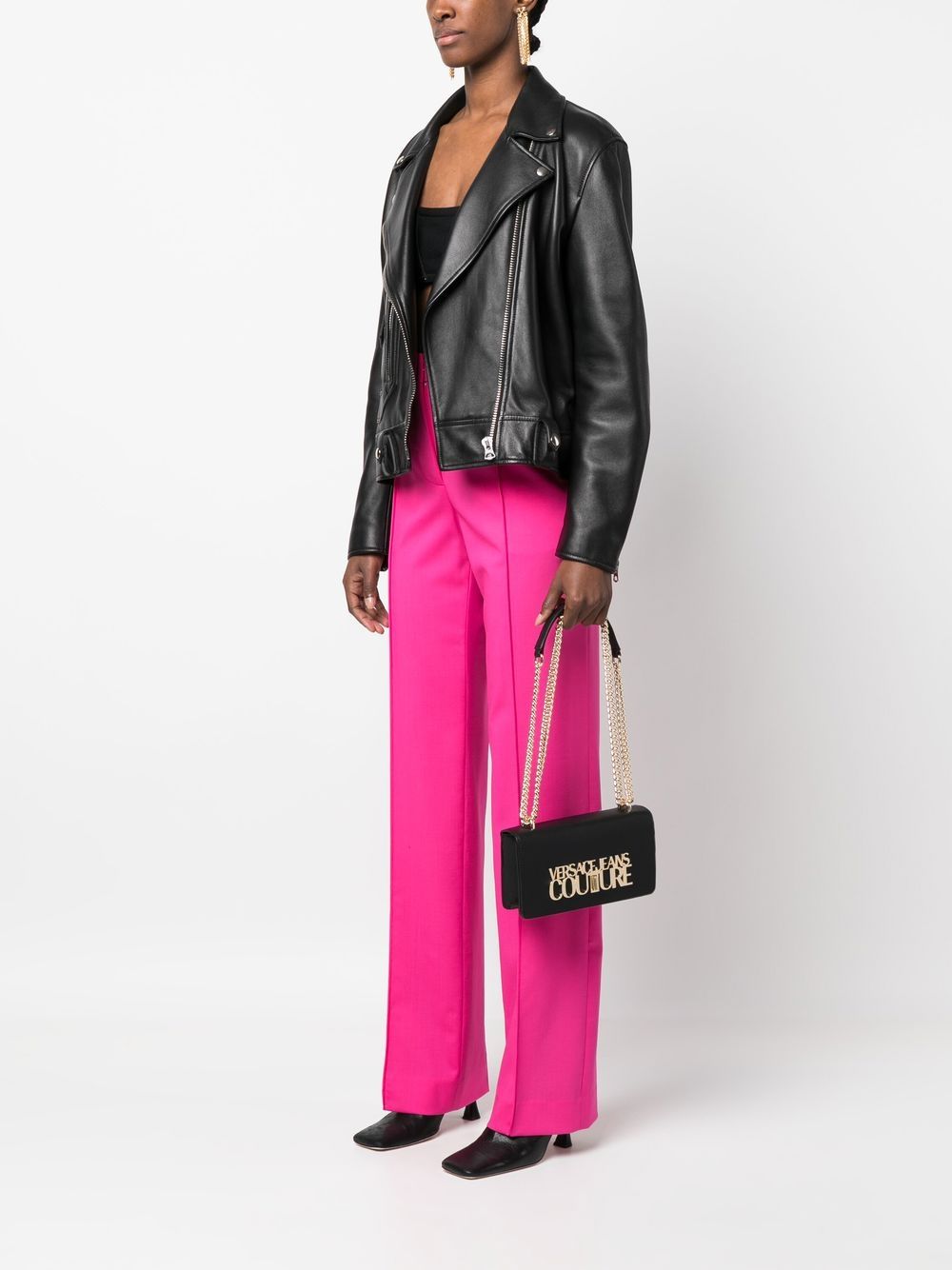 Versace Jeans Couture Schoudertas met logoplakkaat - Zwart