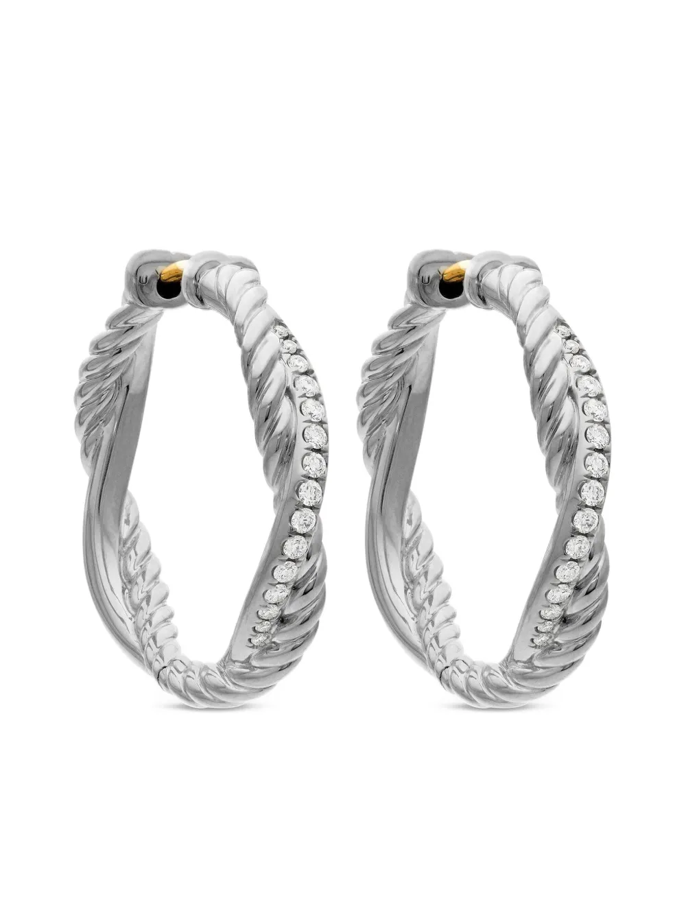 David Yurman Petite Infinity ダイヤモンド フープピアス 17.3mm スターリングシルバー - シルバートーン David Yurman Petite Infinity ダイヤモンド フープピアス 17.3mm スターリングシルバー - シルバートーン