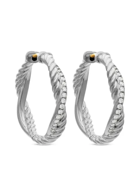 David Yurman sterling silver Petite Infinity diamond hoop earrings (17.3mm)