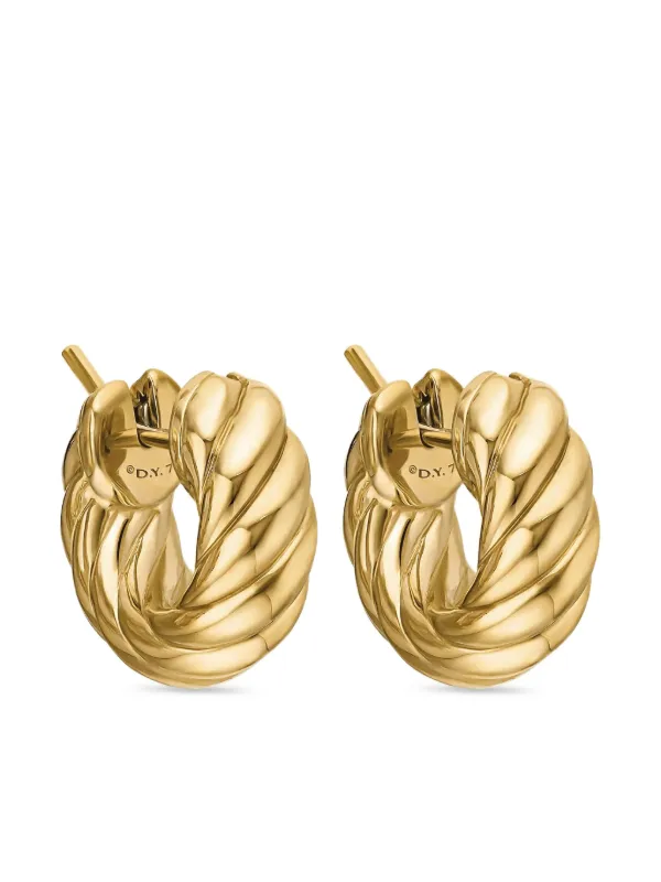 David Yurman Sculpted Cable ピアス 14.4mm 18Kイエローゴールド