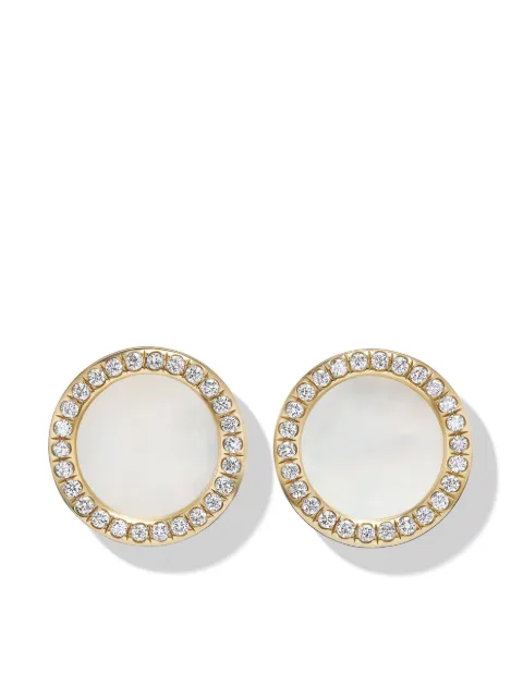David Yurman puces d'oreilles Petite DY Elements en or 18ct pavées de diamants (11 mm)