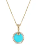 David Yurman 18kt yellow gold Petite DY Elements turquoise diamond necklace (17.8mm)