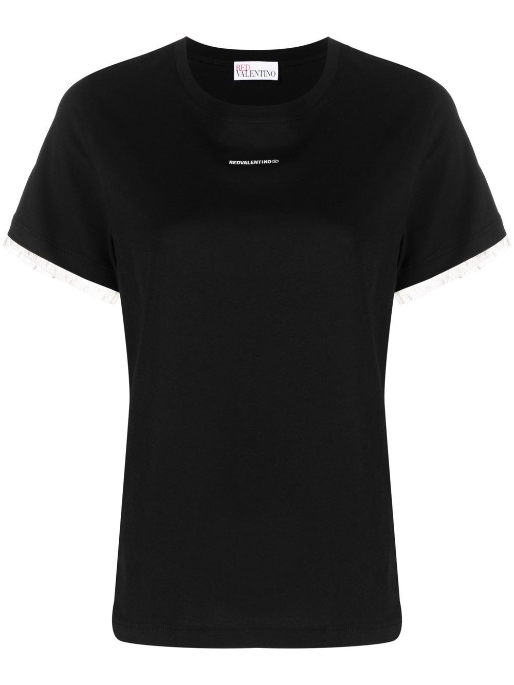 RED VALENTINO TULLE-TRIM SHORT-SLEEVED T-SHIRT