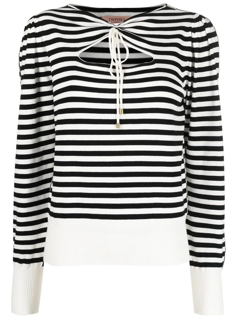 

TWINSET striped long-sleeved knitted top - White