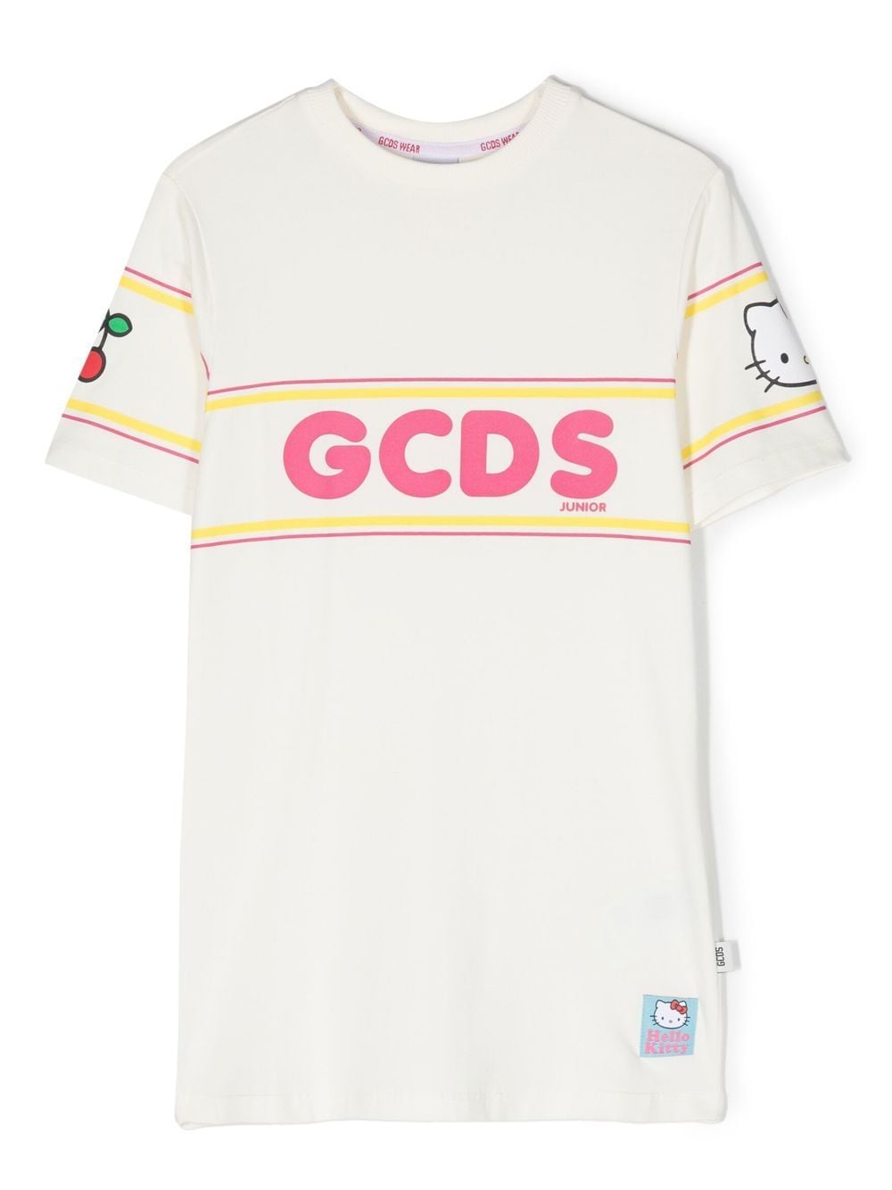 Gcds Kids' Logo-print Short-sleeved T-shirt Dress In White