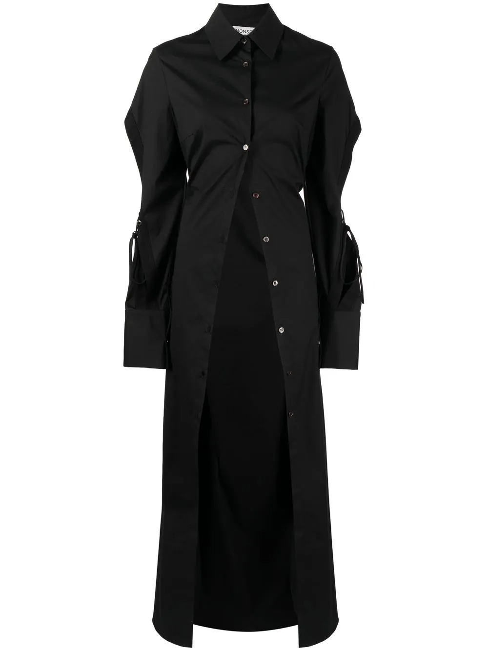 Shop Monse Long Cotton Shirt In Black