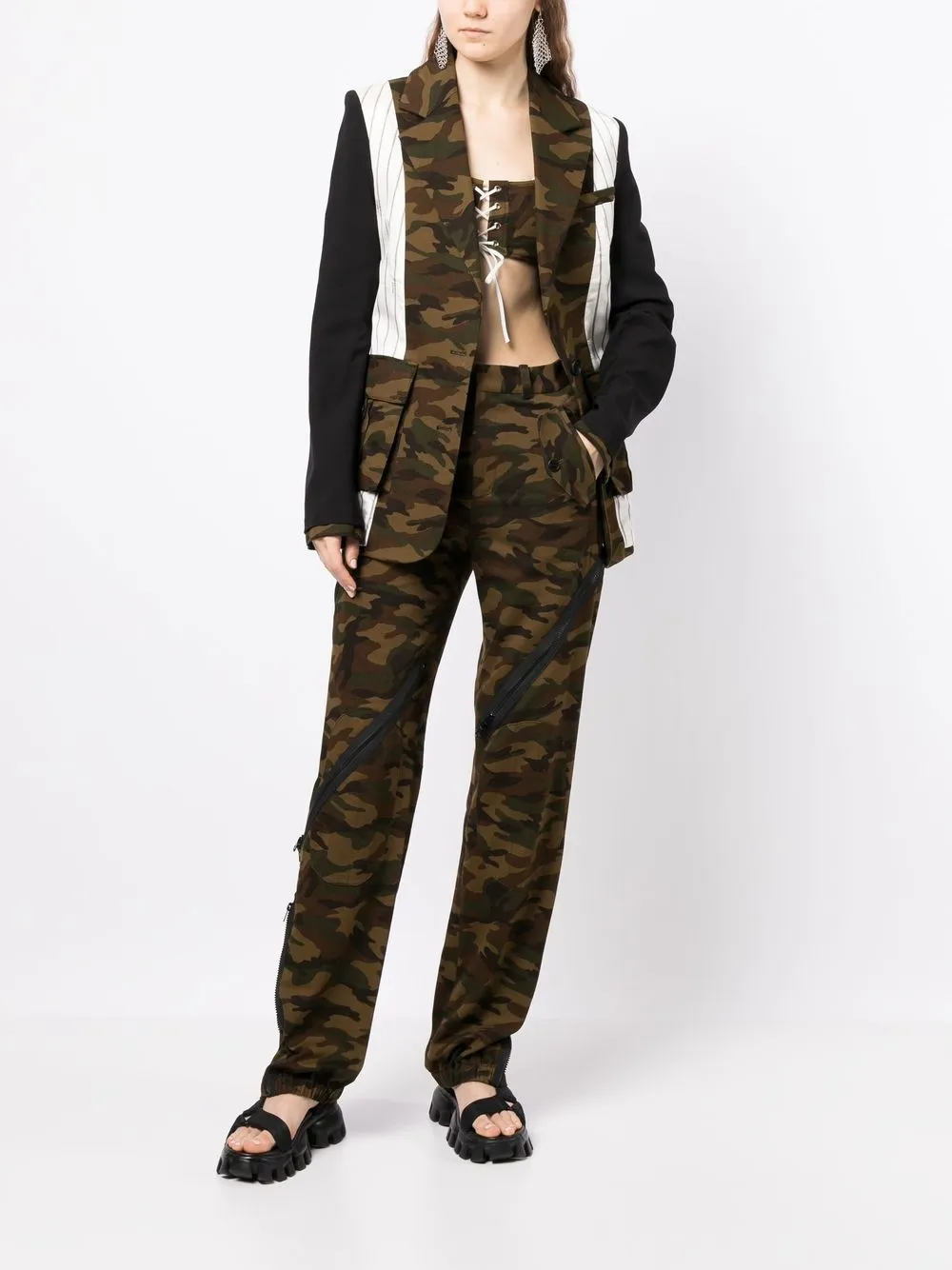 Monse Blazer met patchwork - Groen