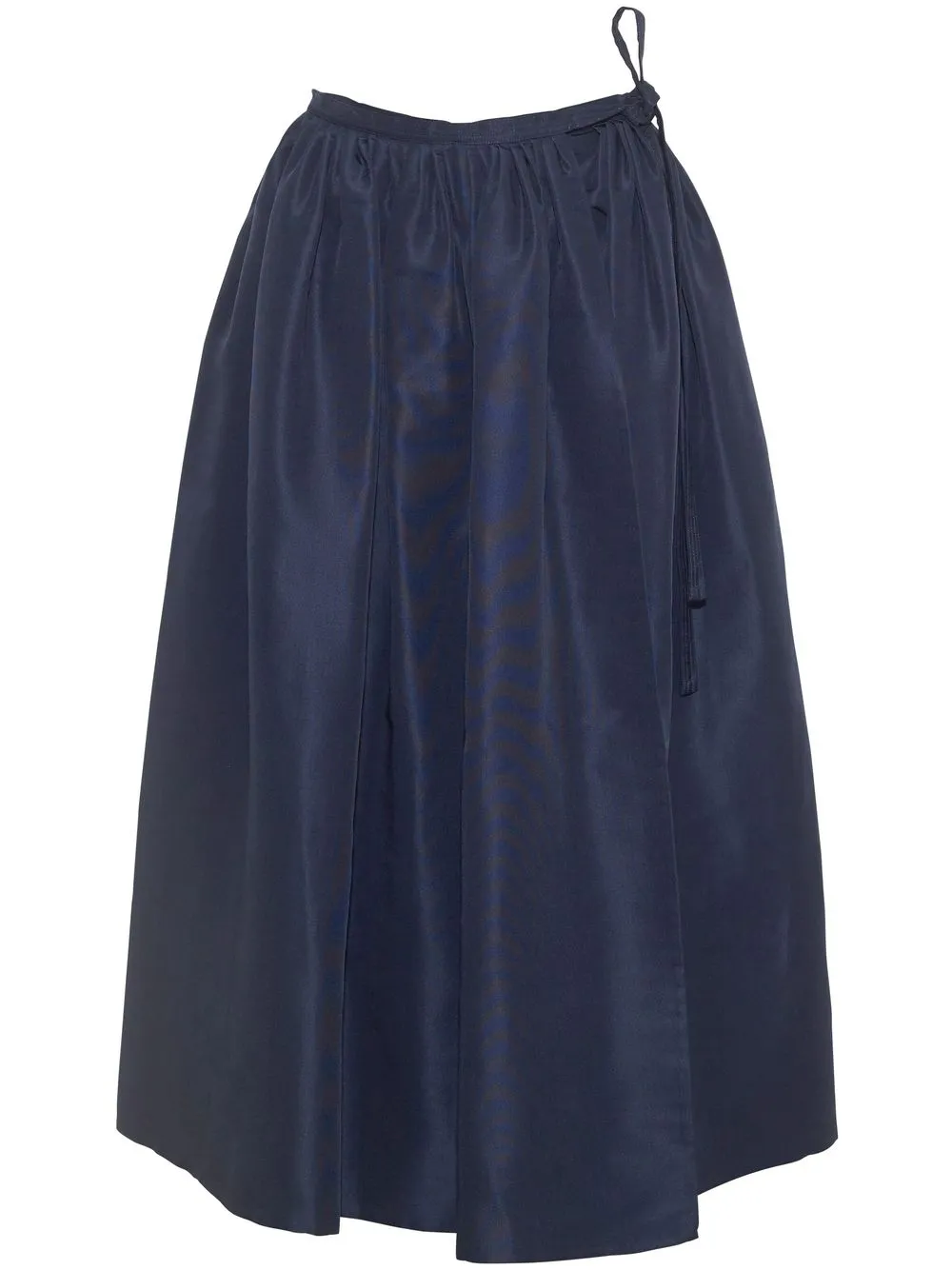 Adam Lippes Pleated Silk Faille Wrap Skirt In Navy