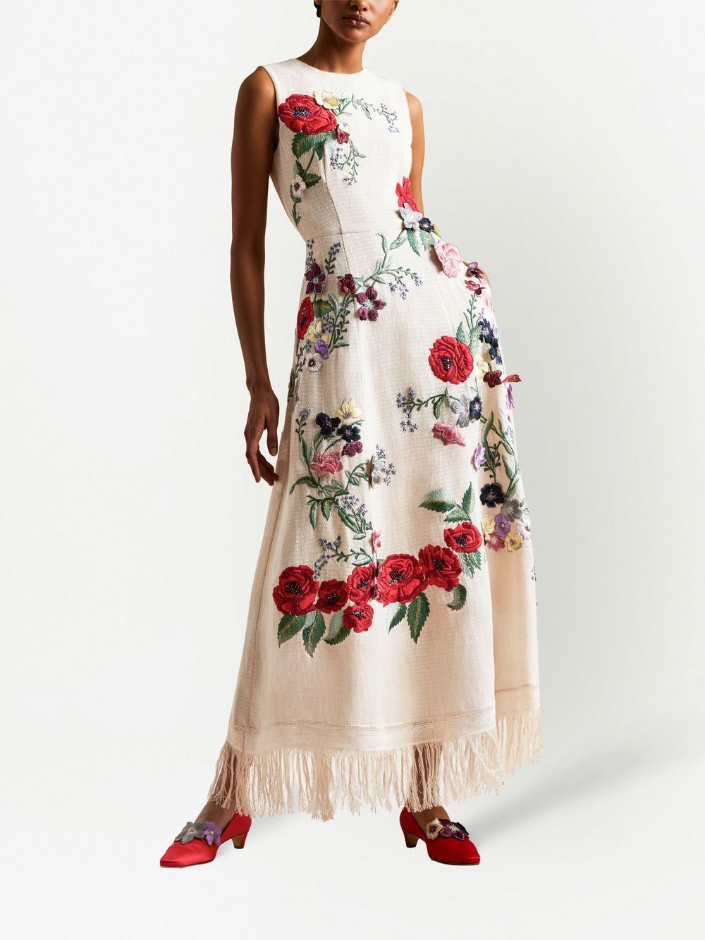 adam lippes eloise floral-embroidered maxi dress - neutrals