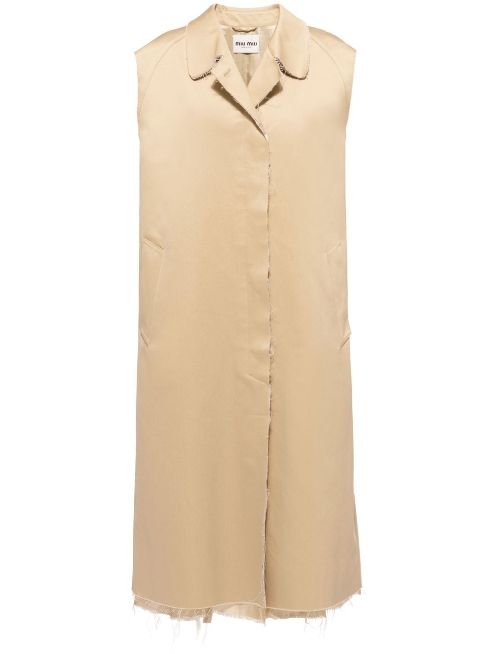 Miu Miu Single-breasted Chino Coat In Neutrals