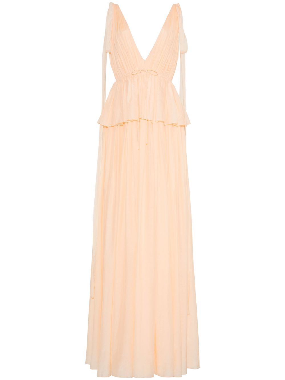 Shop Adam Lippes Dendur Ruffled V-neck Gown In Neutrals