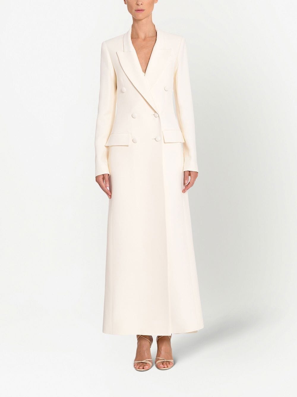 adam lippes double-breasted wool-silk coat - white