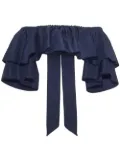 Adam Lippes ruffled silk off-shoulder crop top - Blue