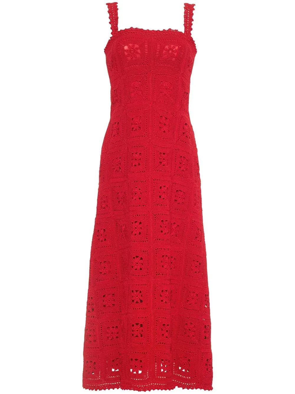 Adam Lippes Crochet-knit Sleeveless Midi Dress In Poppy