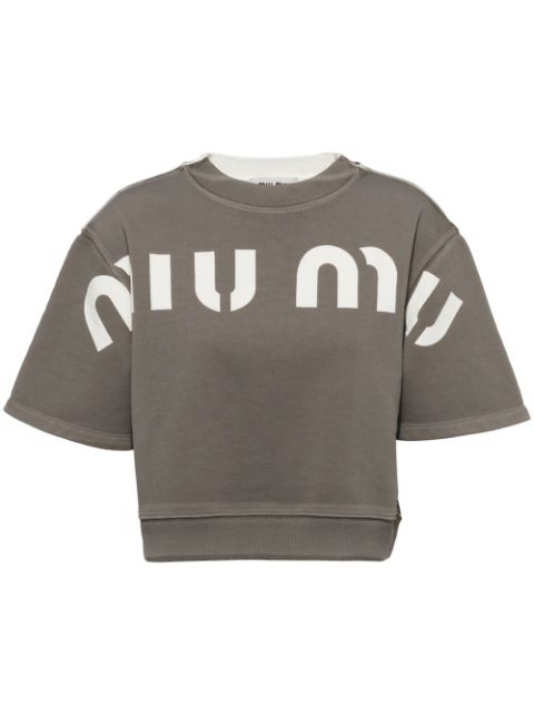 Miu Miu logo-print cropped T-shirt Women