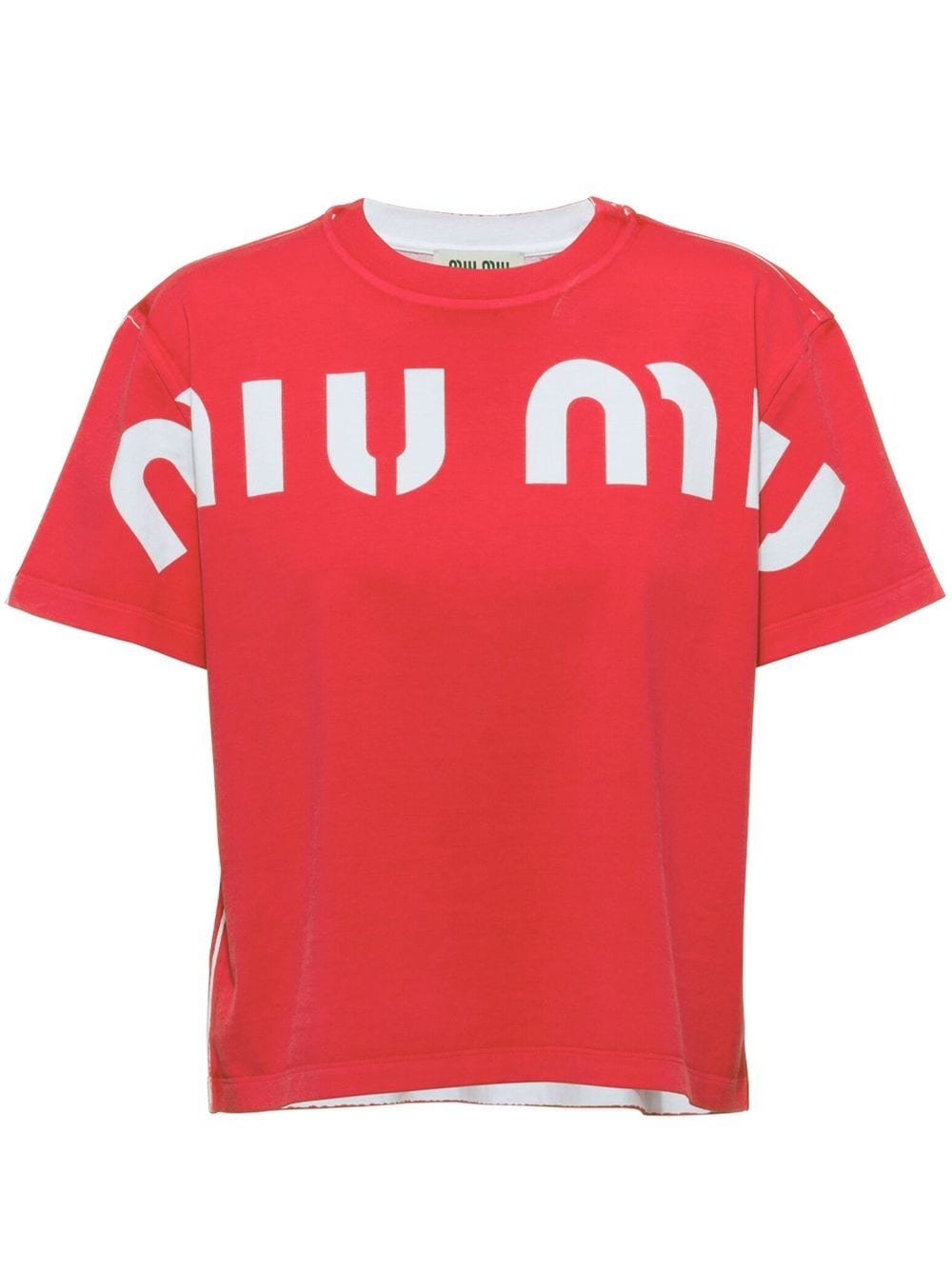 Miu Miu Printed Cotton T-shirt In Red