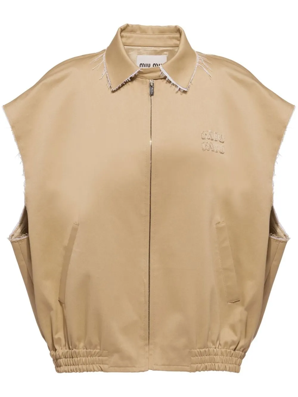 Miu Miu Logo-patch Chino Blouson In Neutrals