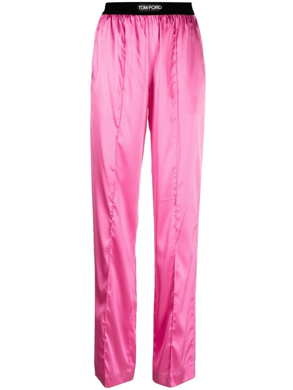 Shop Tom Ford Logo-waistband Straight-leg Trousers In Pink
