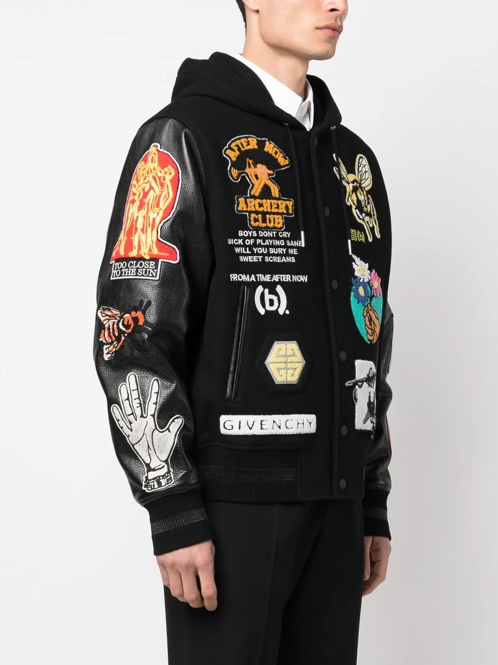Givenchy Universiteitsjack met patchwork Zwart
