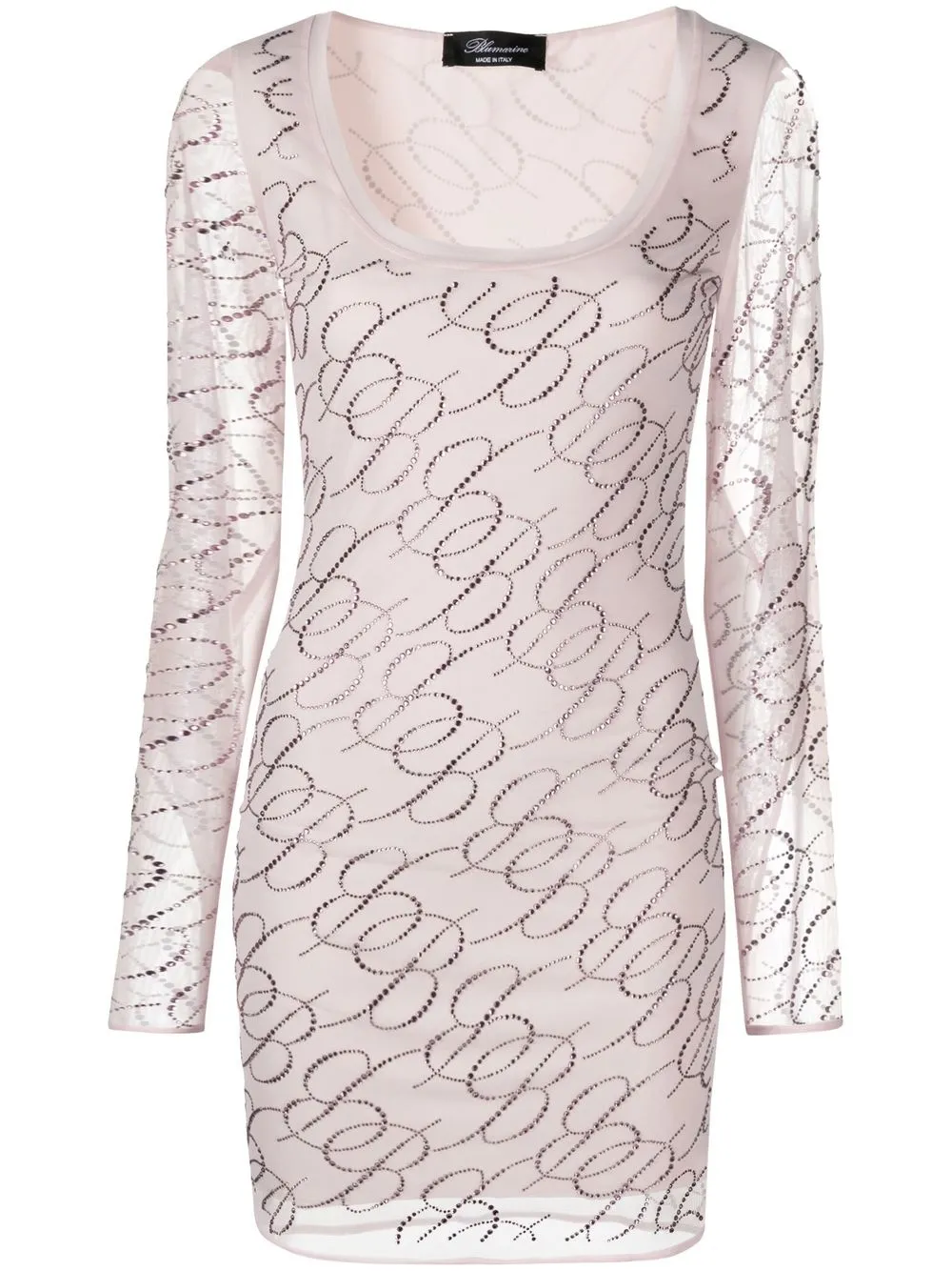 Blumarine Rhinestone Logo Minidress In Rosa