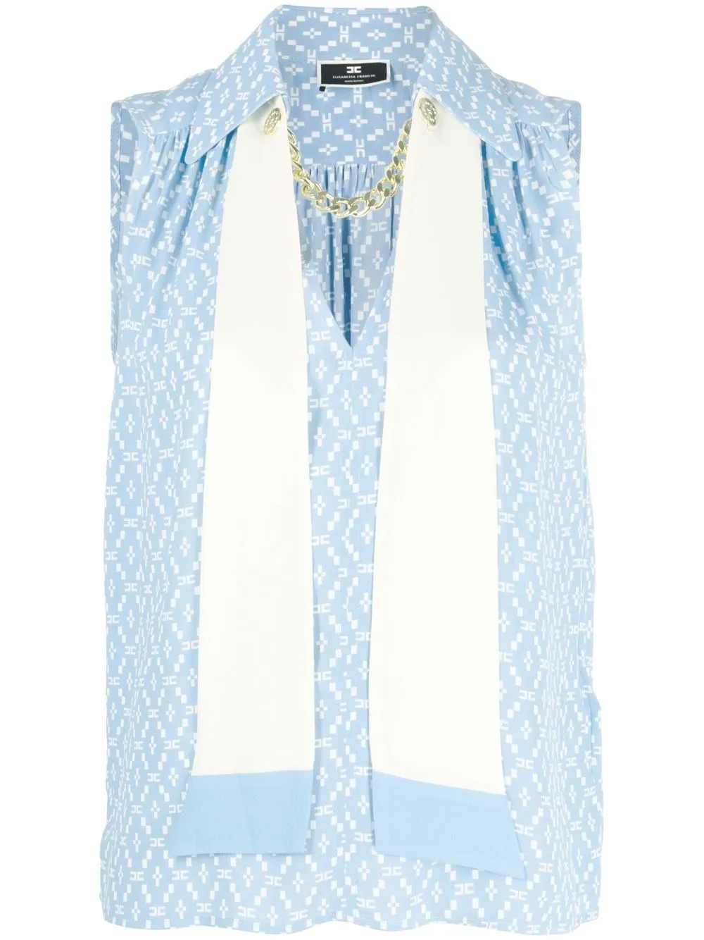 

Elisabetta Franchi logo diamond-print sleeveless blouse - Blue