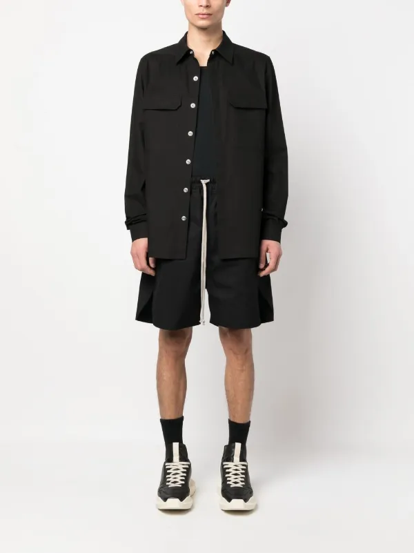 RICK OWENS ドローストリング ドロップクロッチ ショーツ Rick Owens ドローストリング トラックショーツ | ブラック