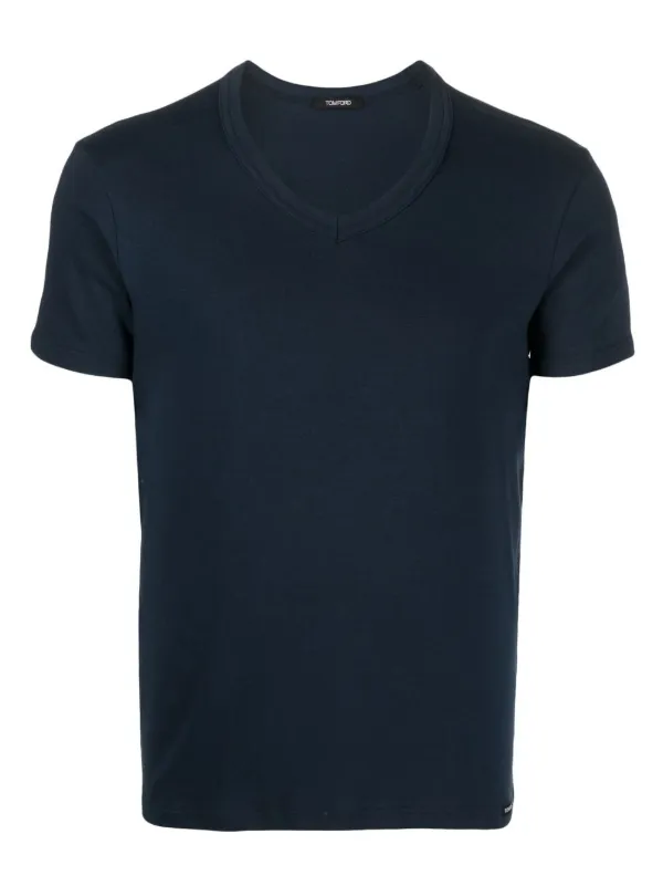 【関税込み】TOM FORD ブルー VネックTシャツ TOM FORD トム・フォード Vネック Tシャツ | ブルー | FARFETCH JP