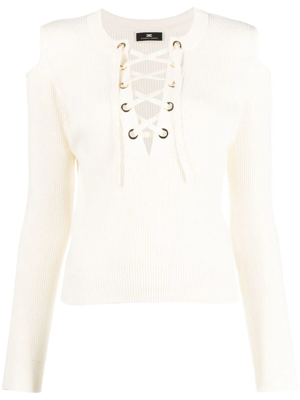 

Elisabetta Franchi lace-up ribbed-knit jumper - Neutrals