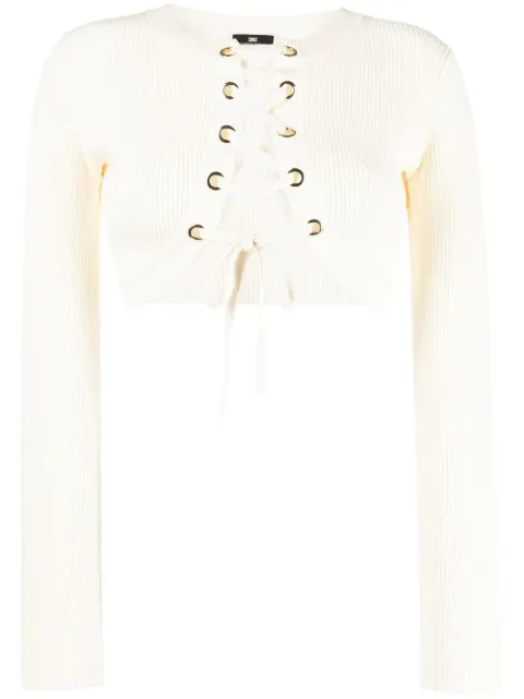 Elisabetta Franchi lace-up cropped cardigan 