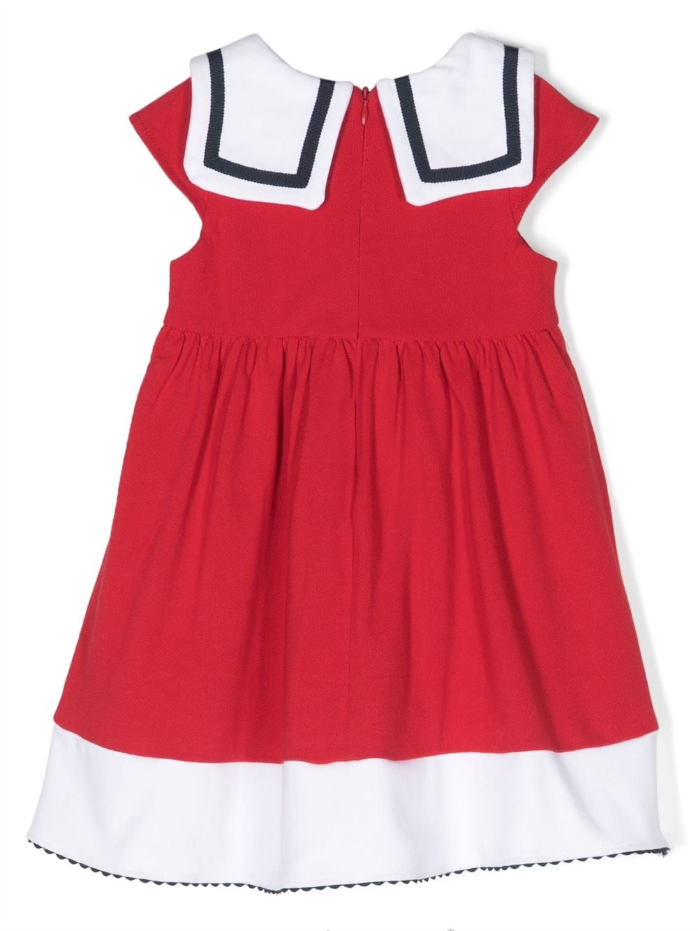 Shop Patachou Sailor Collar Sleeveless Dress In Red