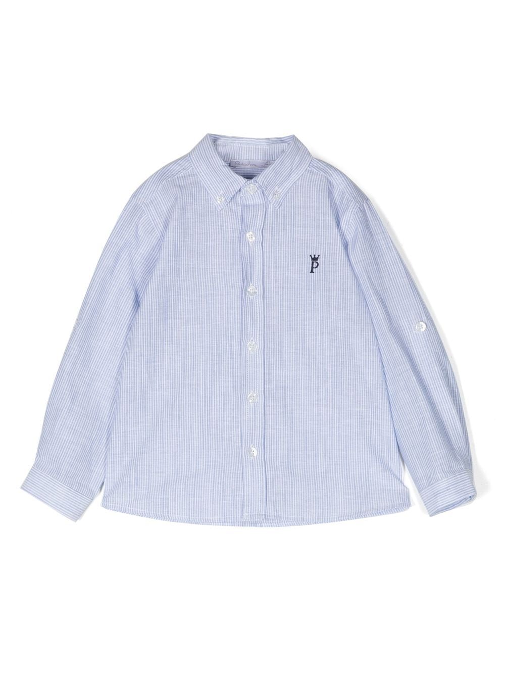 Patachou Kids' Embroidered-logo Cotton Shirt In Blue