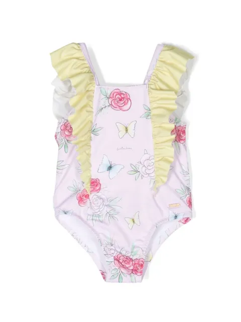Patachou traje con estampado gráfico y ribete de volantes