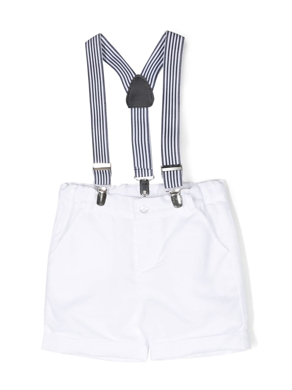 Shop Patachou Striped-suspender Cotton Shorts In White
