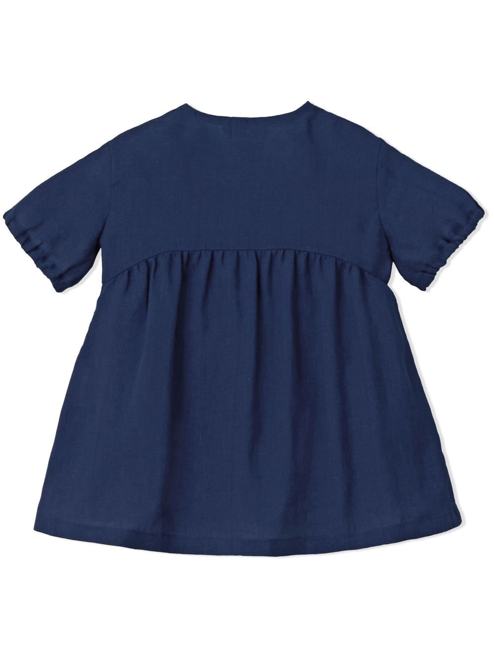 Shop Miki House Embroidered-logo Short-sleeve Dress In Blue
