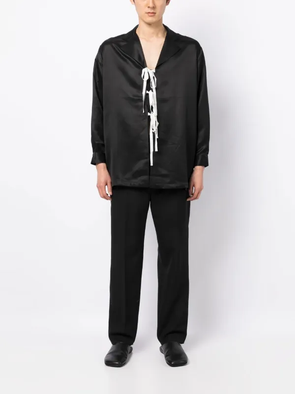 BODE Silk tie-fastening Shirt | Black | FARFETCH