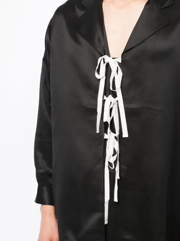 BODE Silk tie-fastening Shirt | Black | FARFETCH
