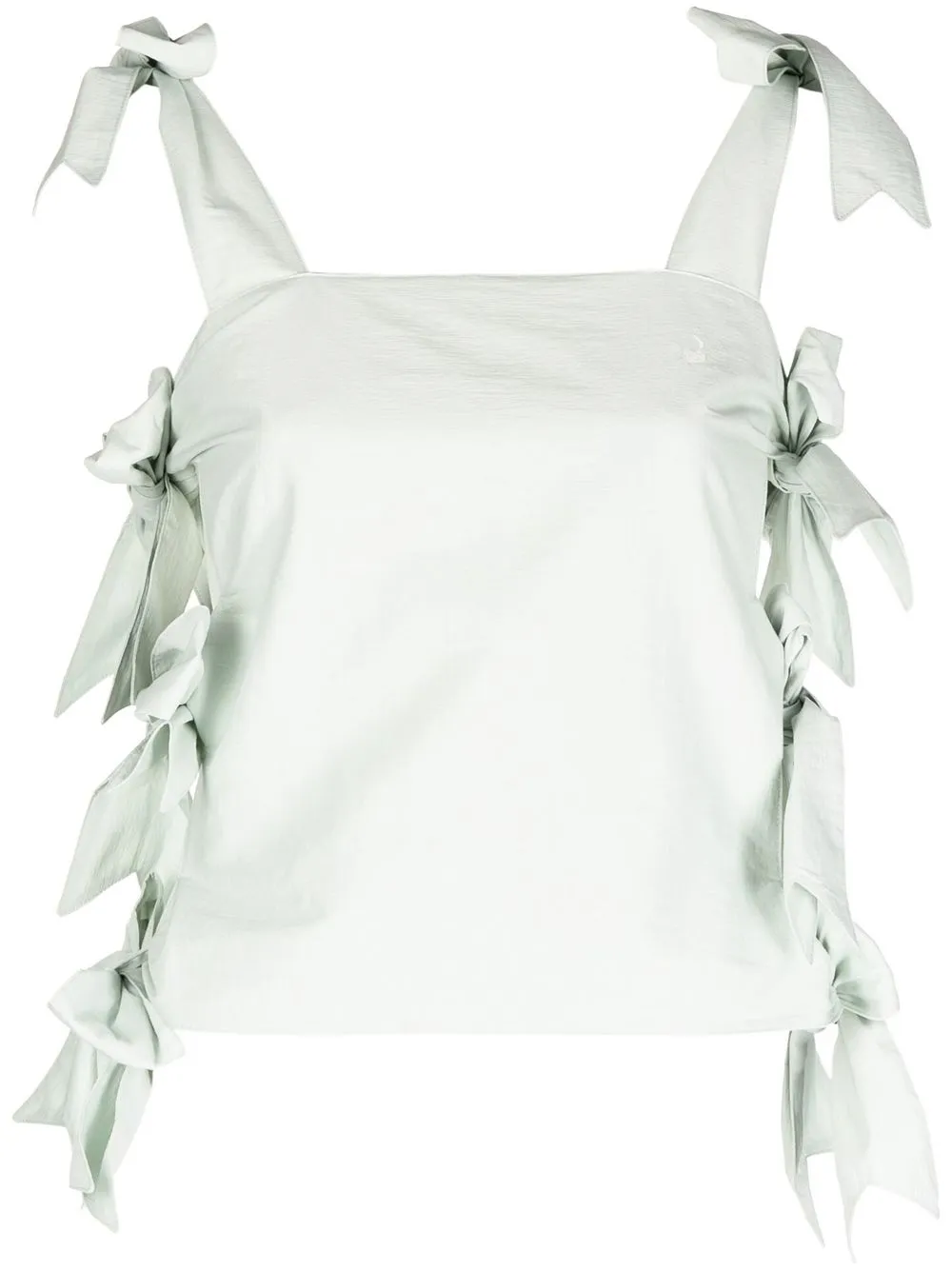 Pushbutton Side Bow-embellished Detail Top In Green