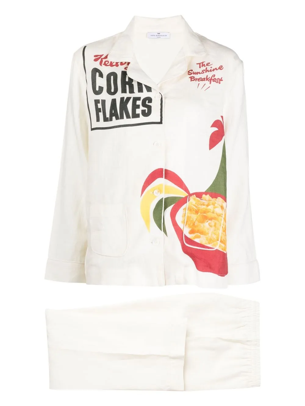 

Anya Hindmarch Corn Flakes linen-flax pyjama set - White