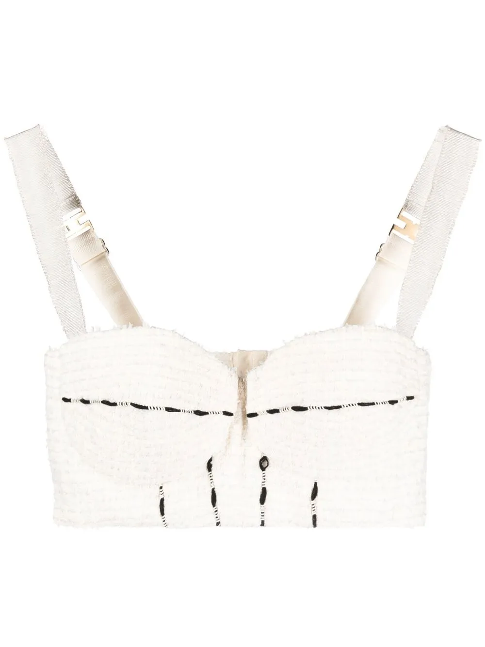 

Elisabetta Franchi tweed-trim bralette - Neutrals