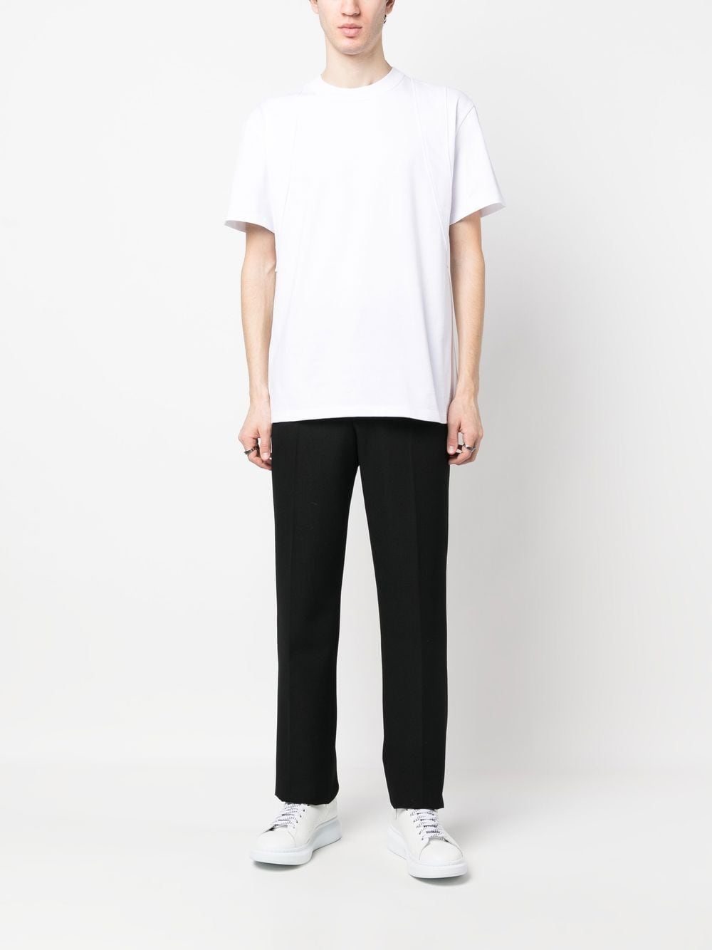 Shop Alexander Mcqueen Panelled Cotton T-shirt In White