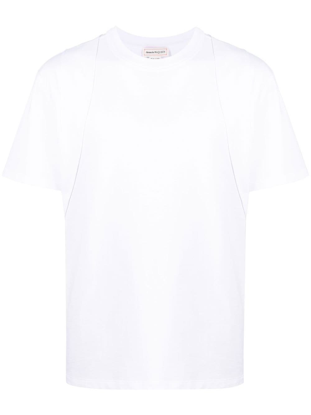 Shop Alexander Mcqueen Panelled Cotton T-shirt In White