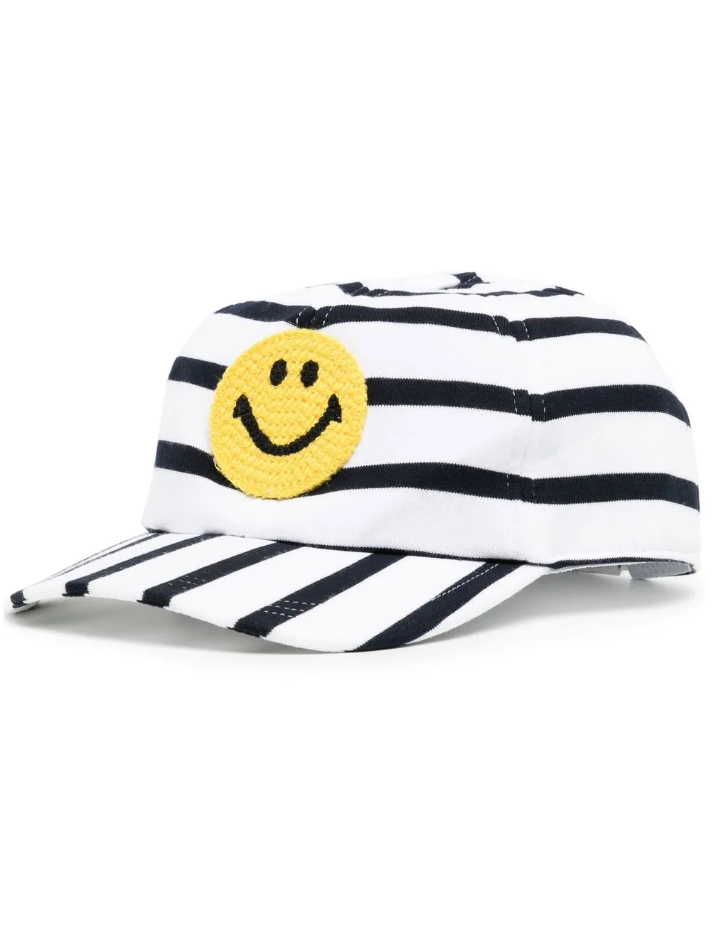 

Joshua Sanders smiley-embroidered striped cap - White