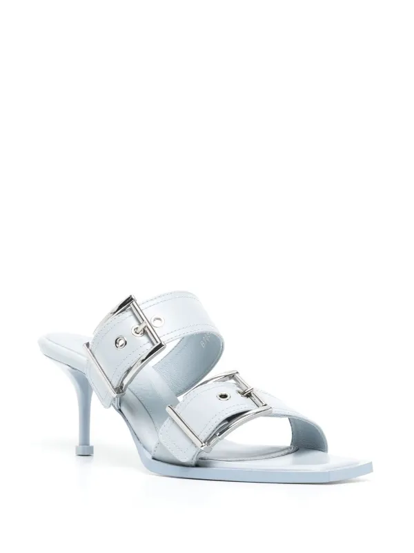 Alexander McQueen バックル レザーサンダル | ブルー | FARFETCH JP